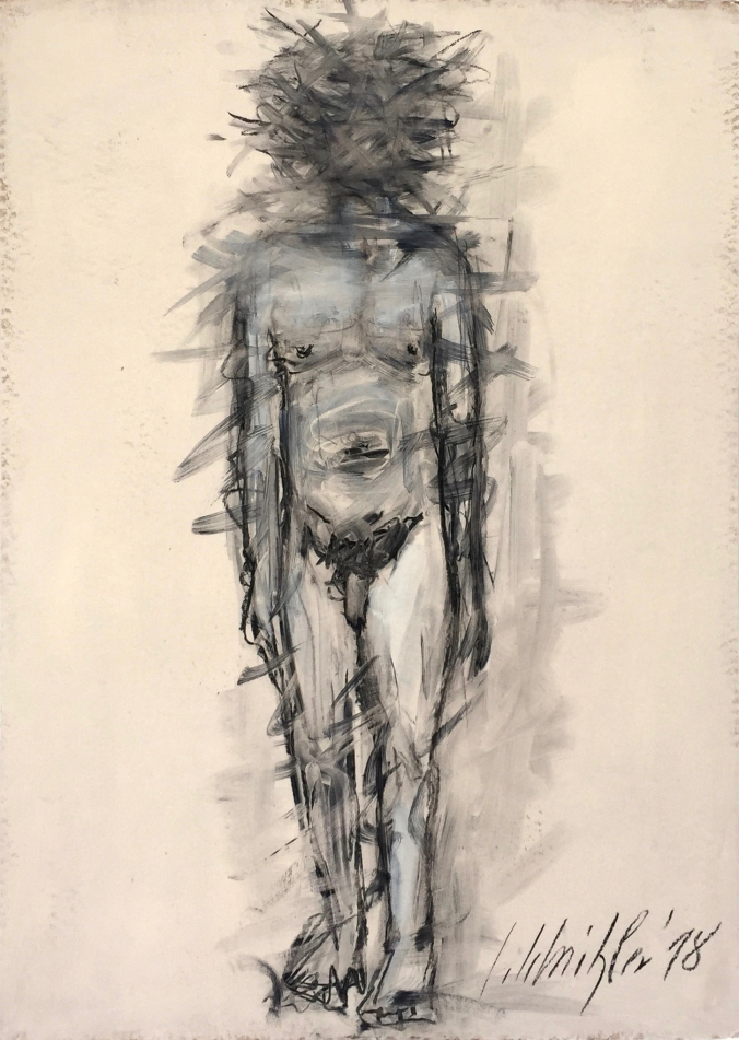 01 Georg Schnitzler - Particular Attention III, mixed media on paperboard, 70 x 50 cm, 2018